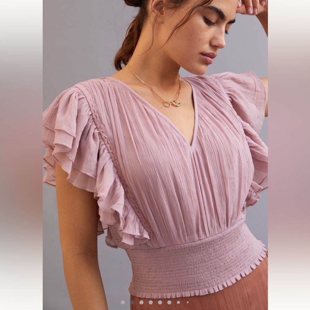 Lilac Smocked Ruffle Blouse